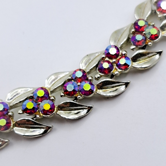 Vintage Coro Red Aurora Borealis Collar Necklace - Picture 5 of 7